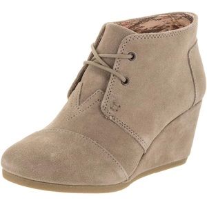 Tom's Women's Desert Taupe Tan Wedge Ankle Lace-Up Booties Size 7.5